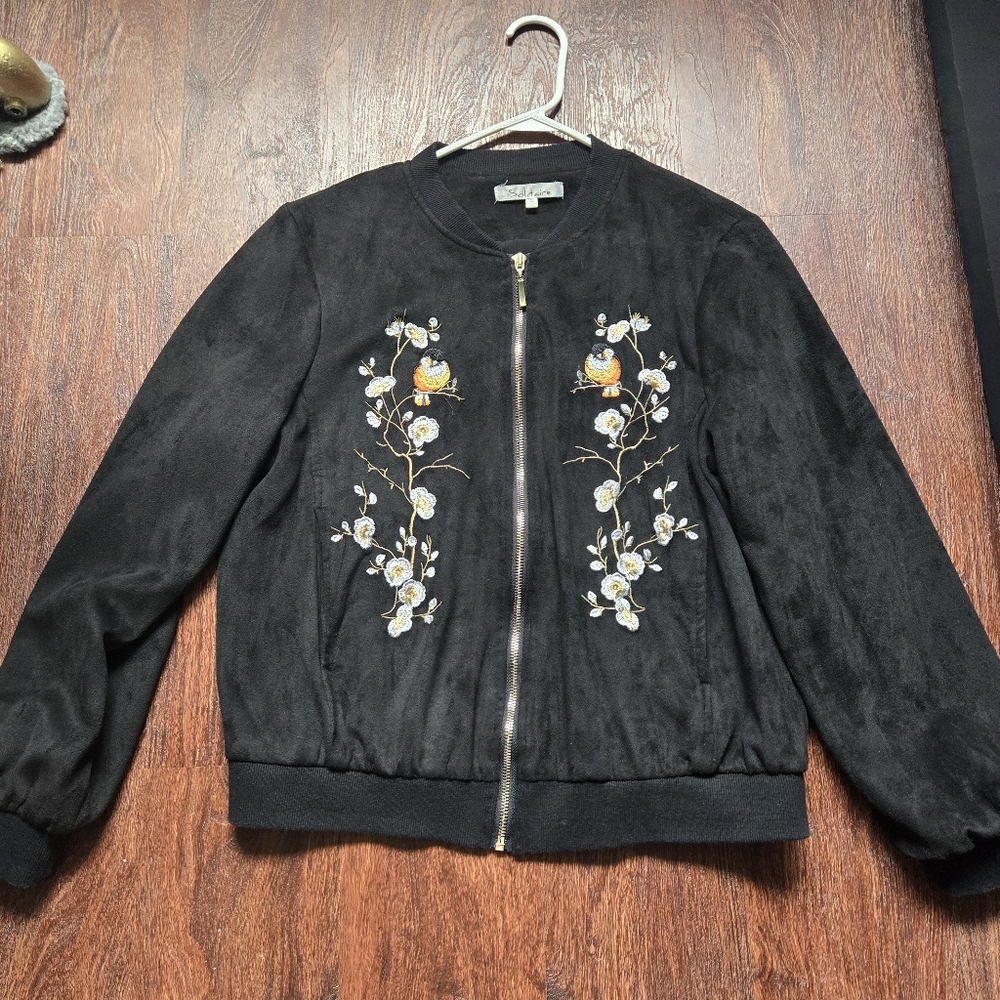 Black Velvet Jacket With Embroidery